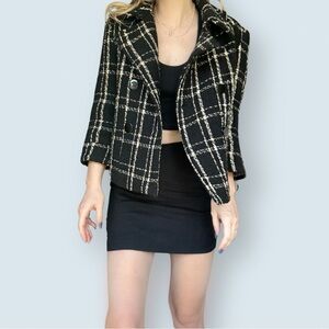 G.E.T. Black and White Cropped Coat (Size Small)